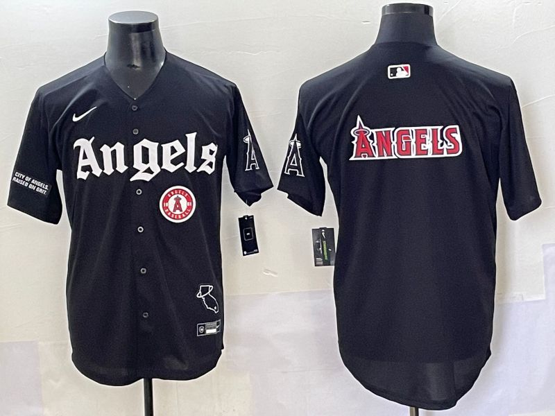 Men 2025 Los Angeles Angels Blank Black Five generations Joint Name Nike MLB Jersey style 13->los angeles angels->MLB Jersey